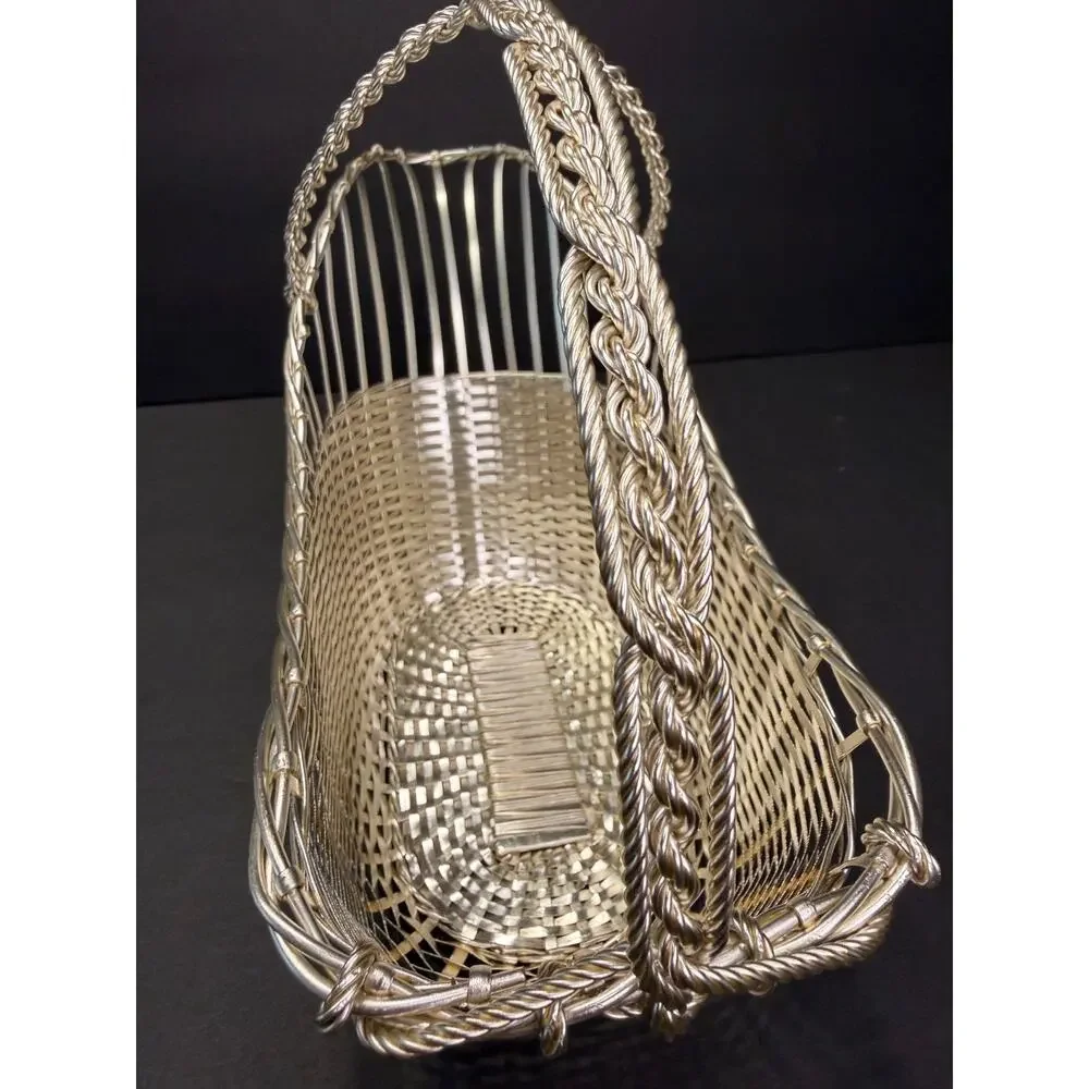 Vintage William Adams France Silverplate Woven Wine Bottle Caddy France 465